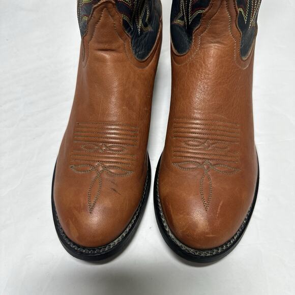 Tony Lama Leather brown & black western workwear cowboy bootswomen’s size 7 - Picture 11 of 12